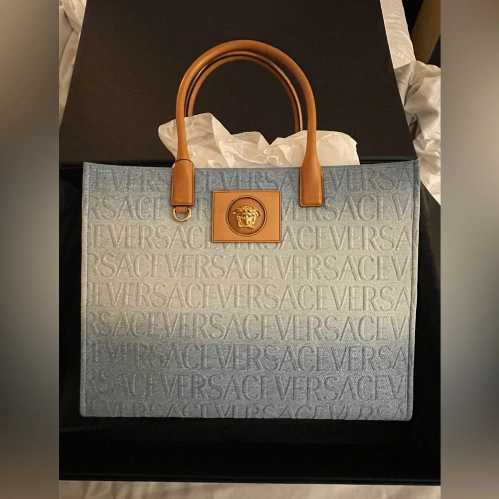 Versace All Over Large Denim Tote Bag - Picture 2 of 16